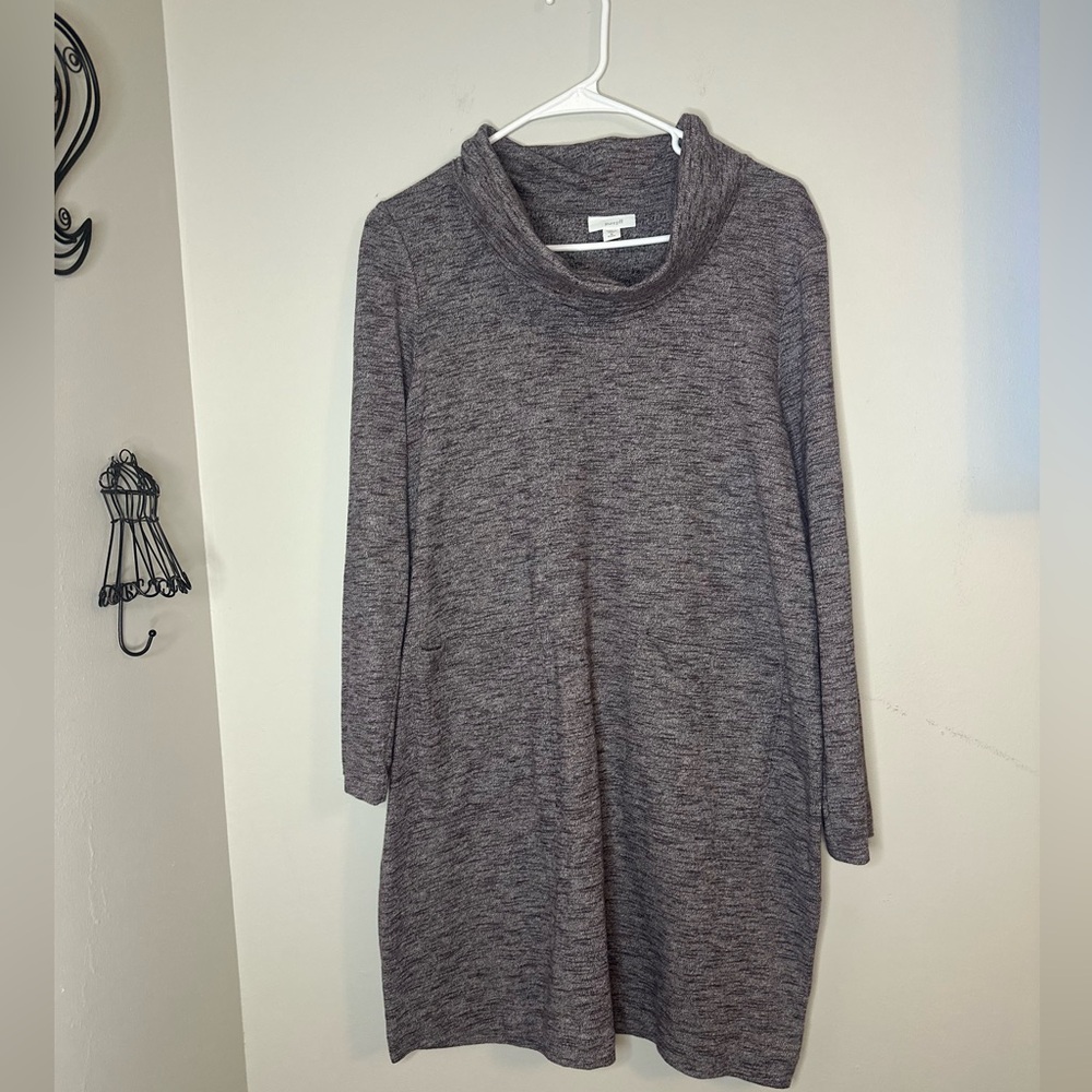 Pure Jill Purple Cowl Neck Sweater Dress Womens Size Medium Petite